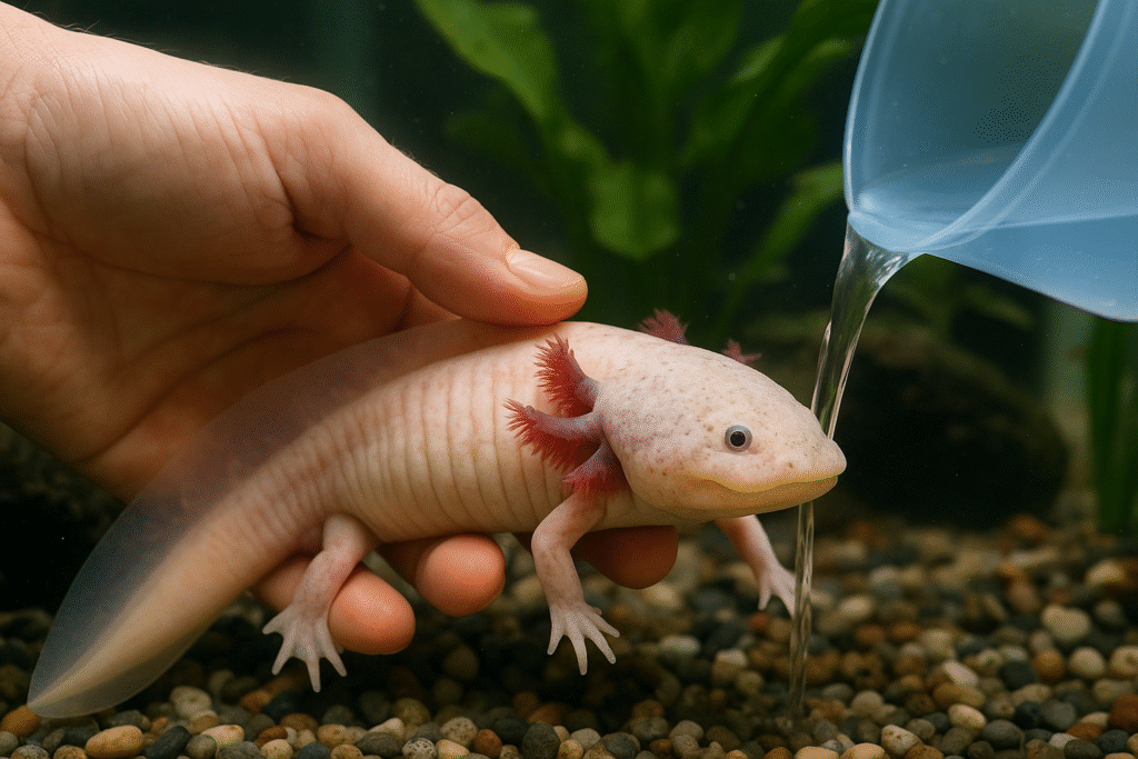 Limpieza terrario axolote
